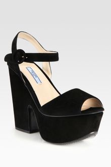 Prada Suede and Patent Leather Platform Sandals - Lyst