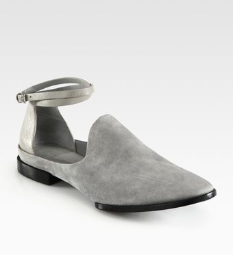 Alexander Wang Astrid Suede and Leather Ankle Strap Loafers - Lyst