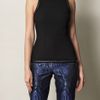 Christopher Kane Leather Trimmed Crepe Shell Top in Black - Lyst