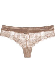 Elle Macpherson Obsidian Rita Lace and Satin Thong - Lyst