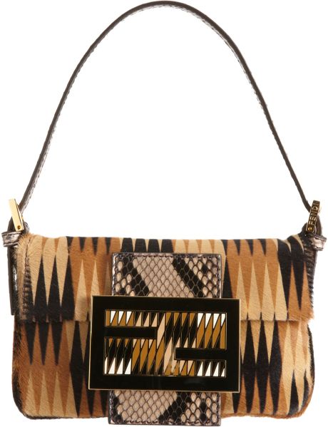 Fendi Ponyhair Baguette Bag in Brown (black) - Lyst