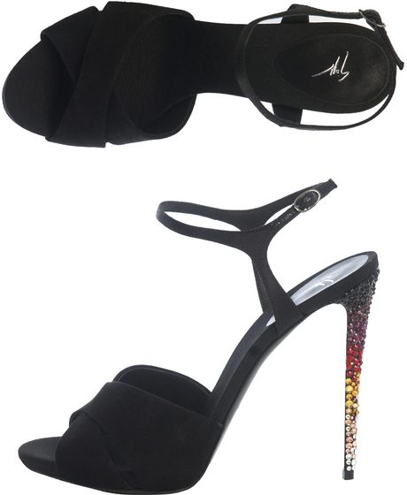 Giuseppe Zanotti Swarovski Crystal High Heel Sandals in Black | Lyst