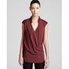 Helmut Lang Helmut Lang Blouse Soft Shroud Gathered Neck in Red (garnet) - Lyst