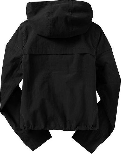 Old Navy Hooded Mockneck Drawstring Jackets in Black (black jack)