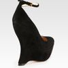 Prada Suede Ankle Strap Wedge Pumps in Black - Lyst