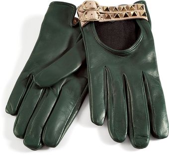 Valentino Royal Green Studded Driving Gloves - Lyst