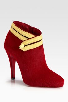 Christian Louboutin Pony Hair and Ribbondetail Ankle Boots - Lyst