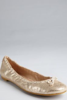 Diane Von Furstenberg Gold Crackle Leather Abra Stitched Ballet Flats - Lyst