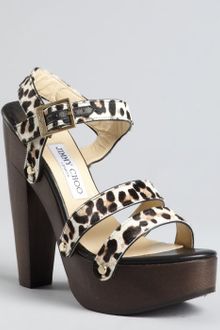 Jimmy Choo Leopard Print Pony Hair Corliss Platform Sandals - Lyst