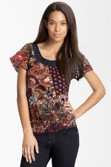 Lucky Brand Christine Patchwork Print Top - Lyst