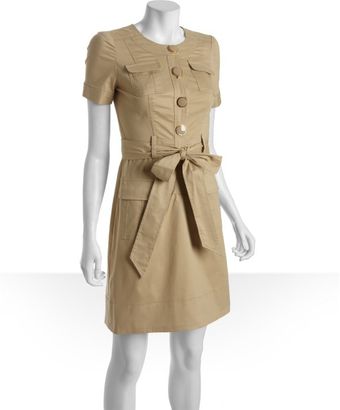Shoshanna Khaki Stretch Cotton Mirian Belted Shirt Dress - Lyst