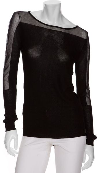 Theyskens' Theory Sheer Ribbed Sweatshirt - Lyst