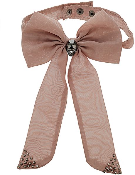 Topshop Skull Chiffon Bow in Pink (beige) - Lyst