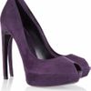 Alexander Mcqueen Suede Peep Toe Pumps in Purple (aubergine) - Lyst