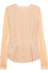 Antonio Berardi Floral Brocade and Silk Chiffon Top