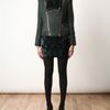 Balmain Leather and Shearling Biker Jacket in Green - Lyst