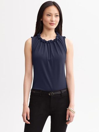 Banana Republic Ruffleneck Blouse - Lyst