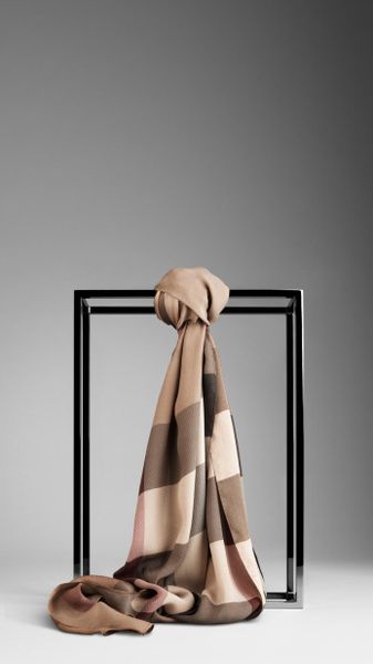 BURBERRY CHECK SILK SATIN SCARF