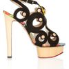 Charlotte Olympia Anastasia Suede and Wooden Sandals in Gold (black) - Lyst