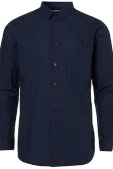Long Navy Woven Stripe Smart Shirt - Lyst