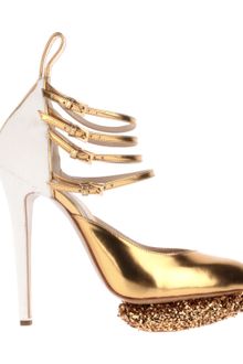Nicholas Kirkwood Pointedtoe Pumps in Golden Leather and White Shorthaired Fur - Lyst