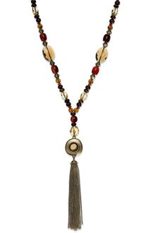 Ralph Lauren 14k Gold Plated Multi Bead Tassel Necklace - Lyst