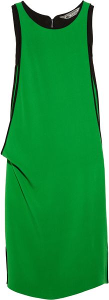 Reed Krakoff Draped Silk Blend Crepe Dress in Green - Lyst
