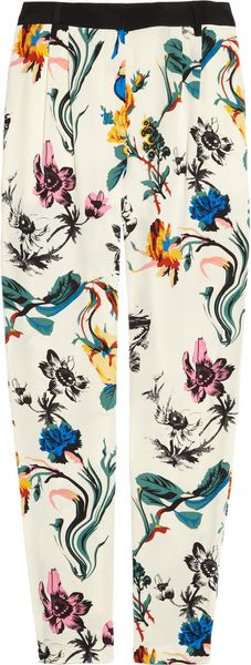 Tibi Floral Print Silk Crepe De Chine Pants - Lyst