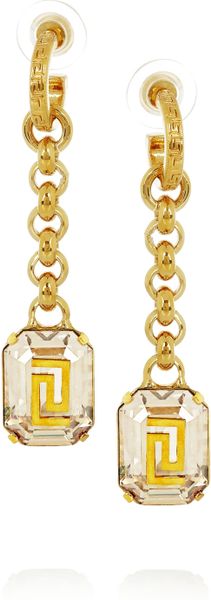Versace Goldplated Crystal Earrings in Gold - Lyst