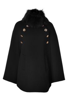 Emilio Pucci Black Fox Fur Trimmed Cape - Lyst