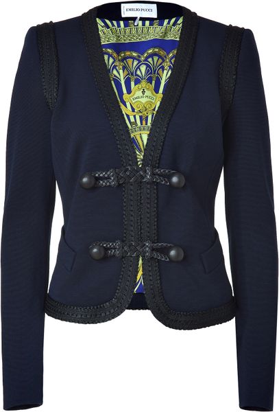 Emilio Pucci Navy Hispanic Inspired Jacket in Blue (navy) - Lyst