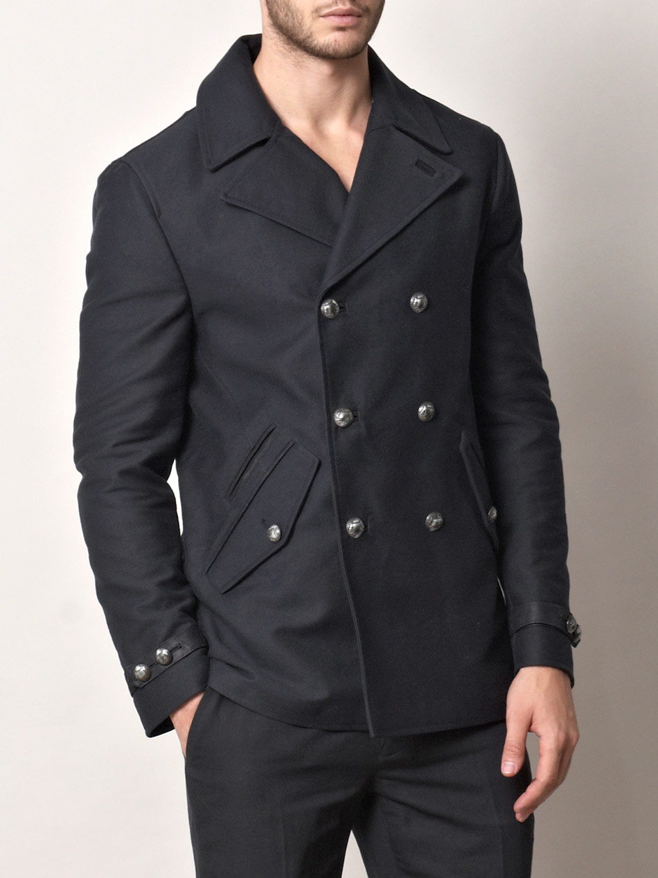 John Varvatos Cotton Pea Coat in Gray for Men (pea) Lyst