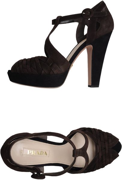 Prada Platform Sandals in Black (brown) - Lyst