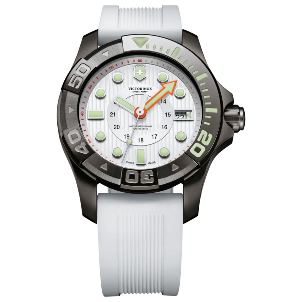 Victorinox Mens Dive Master 500m White Rubber Strap Watch in White for