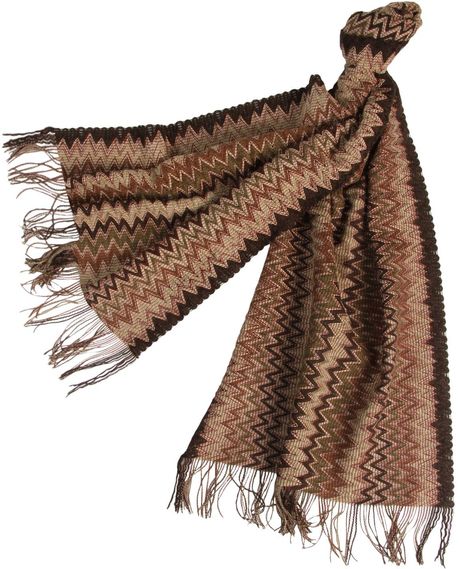 Missoni Oblong Scarf in Brown (beige) - Lyst