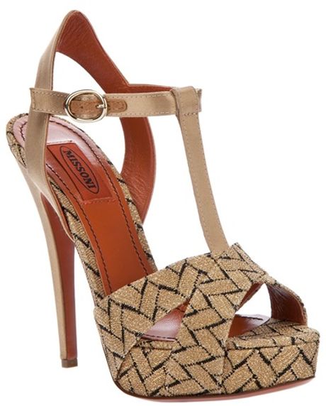 Missoni Tbar Sandals in Beige (nude) - Lyst