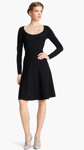 Valentino Stretch Knit Dress in Black - Lyst