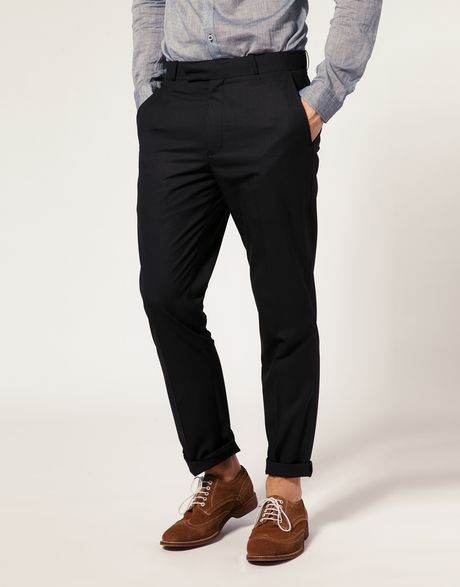 Asos Brand Asos Straight Fit Black Smart Trousers in Black for Men ...