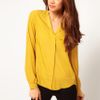 Asos Collection Blouse with Drop Collar in Yellow (olive) - Lyst