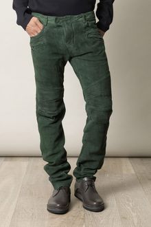 Balmain Suede Biker Trousers - Lyst