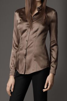 Burberry Slim Fit Stretch Silk Shirt - Lyst
