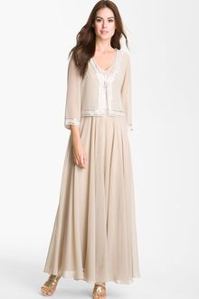 J Kara Embellished Chiffon Gown Jacket - Lyst