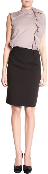 Lanvin Side Ruffle Sleeveless Sweater in Gray (lavender) - Lyst