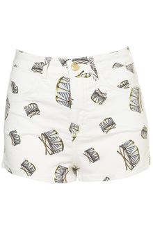 Moto Moto Drum Print High Waist Hotpants - Lyst