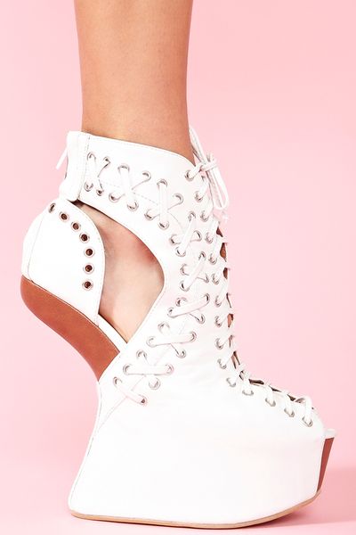 Nasty Gal Lace Up Platform White in Beige (white) - Lyst