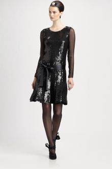 Oscar de la Renta Sequined Silk Dress - Lyst