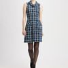 Oscar De La Renta Silk Tweed Dress in Blue (black) - Lyst