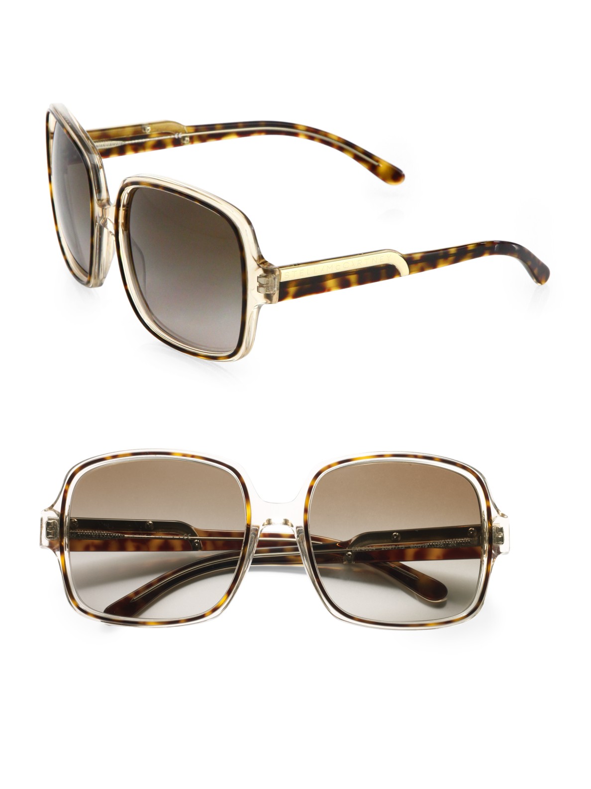Stella Mccartney Oversized Square Plastic Sunglasses In Brown Tortoise Lyst 