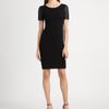 Theory Leilana Leather Trimmed Dress in Black - Lyst