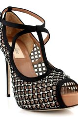Valentino Crystal Peep Toe T-Strap Sandal
